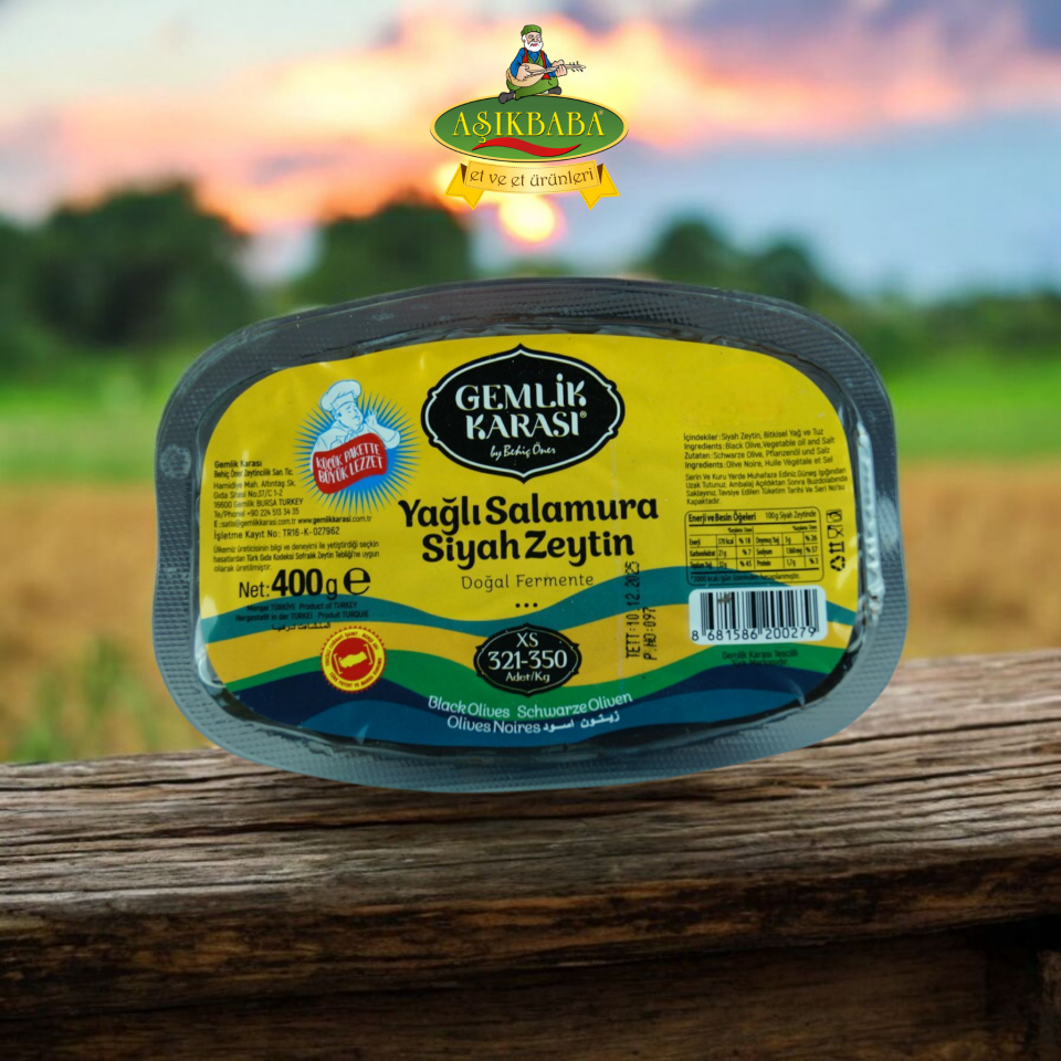GEMLİK KARASI YAĞLI SALAMURA SİYAH ZEYTİN 370 GR