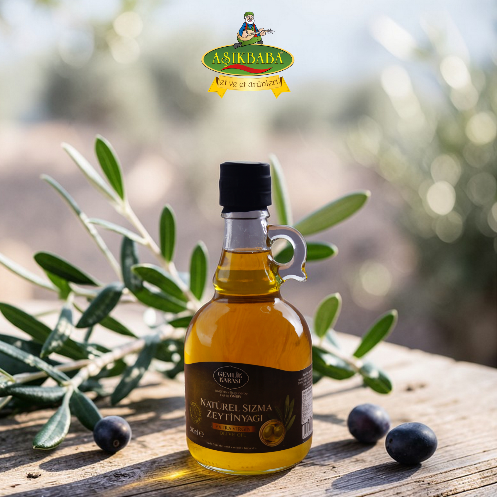 GEMLİK KARASI NATUREL SIZMA ZEYTİNYAĞI 500 ML CAM ŞİŞE